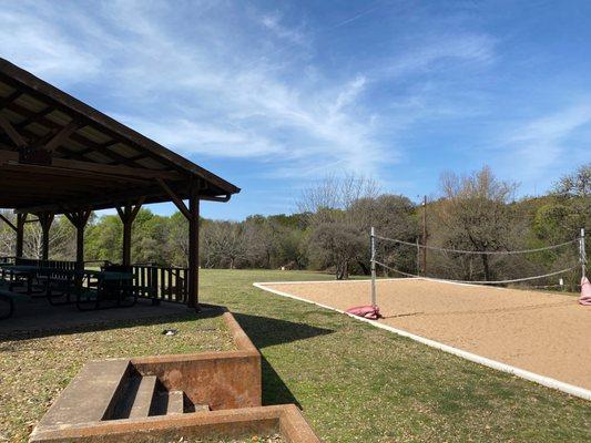 Pavilion and sand volleyball