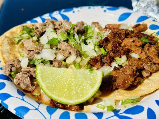 Tacos azada and adobada