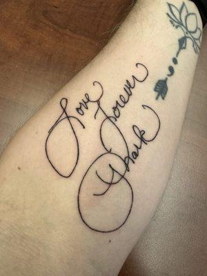 Tattoo of handwriting