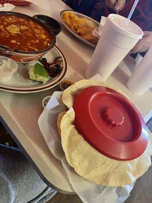 Menudo and Tortillas the size of Elephant Ears