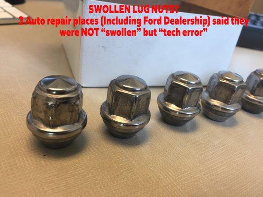 Swollen lug nuts? REALLY? 3 very well respected auto repair places said "NO WAY"