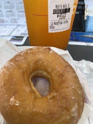 Free donut and a drink.