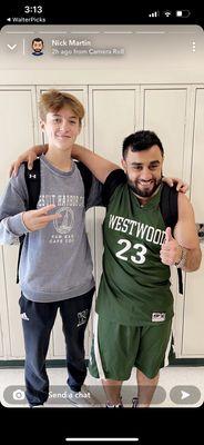 Students next to a locker