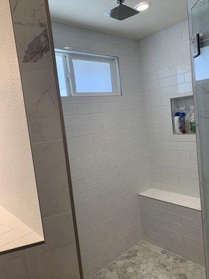 Tile work in shower