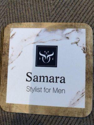 Stylist for Men Business Card for SAMARA. The best stylist in the BAY area.