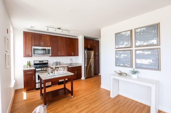 Beautiful brand new kitchen in spacious 2 bedroom apartment. Rolling island is a great bonus!