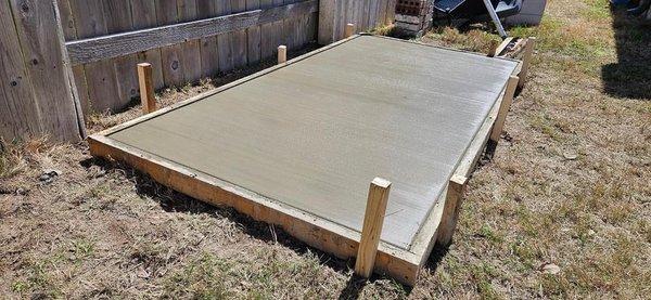 Concrete slab for shed