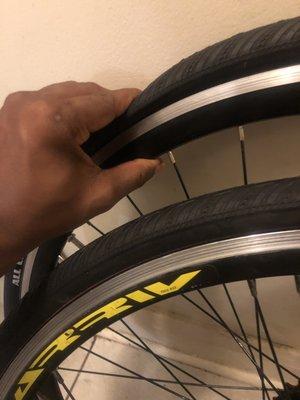 Won't hold air. Told him that if need be I'd buy a new inner tube