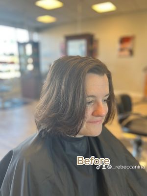 Before and after hair cut and beach wave style