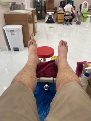 Mid way through pedicure