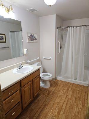 Apartment bathroom with walk-in shower