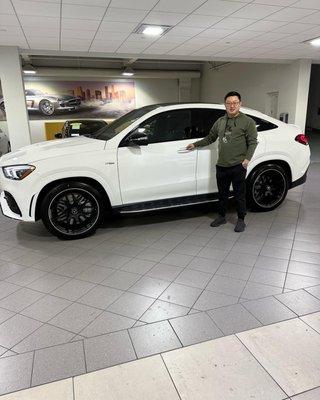 Polar white on red AMG GLE 53 Coupe