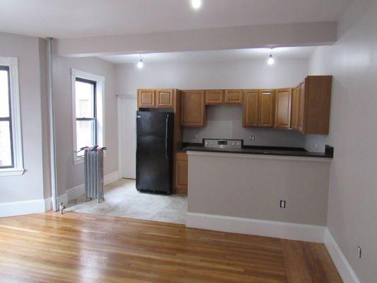 Open concept kitchen/living room right off Boston University's campus