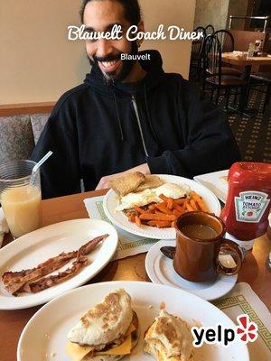 Cris and his breakfast.