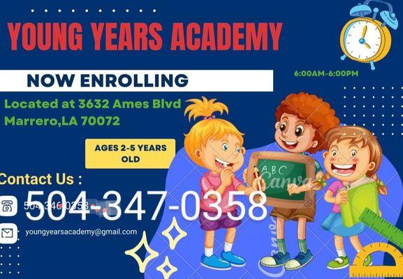 NOW ENROLLING, FULL DAY, PART TIME and HOURLY, we also accept  CCAP