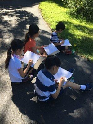 An Impressionist lesson outside during the summer!