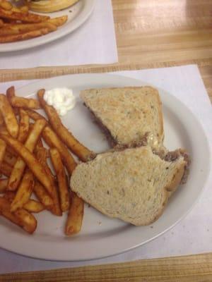 Patty melt on Rye with fries so yummy!