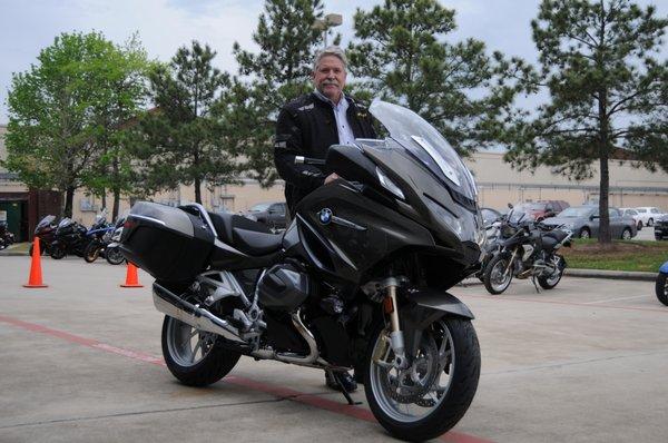 Joe Rodehorst with a BMW purchased from his friends at Woodland Premium Motorcycles.