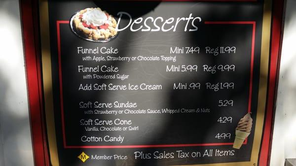 Dessert Menu as of 05/25/2014