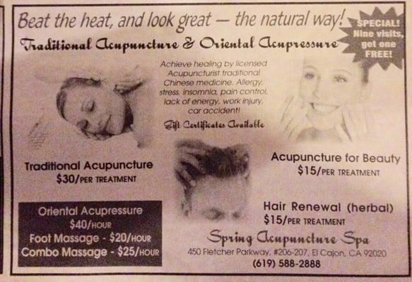 Advertisement from The East County Gazette Oct., 15, 2015