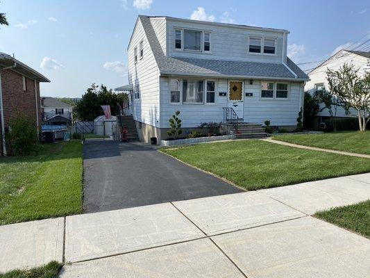 Sod Installation, mulch removal, new plants, driveway repair, sprinkler installation #LandscapeTransformation