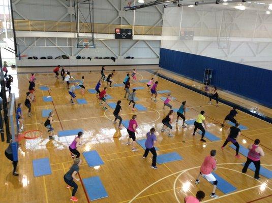 Quick pic of a BodyAttack class! BodyAttack is a sports inspired cardio workout geared towards building strength and stamina.