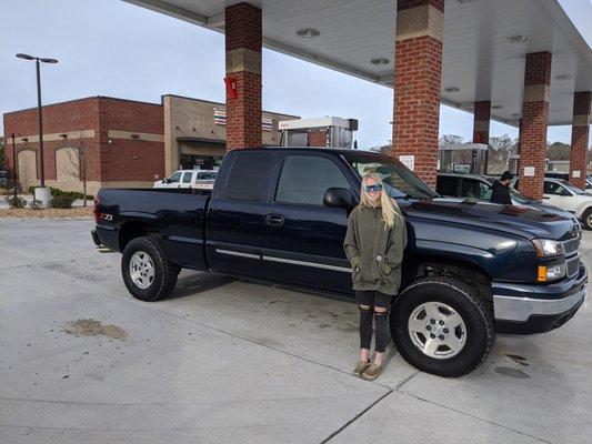 Katie with her bada#$ new truck.