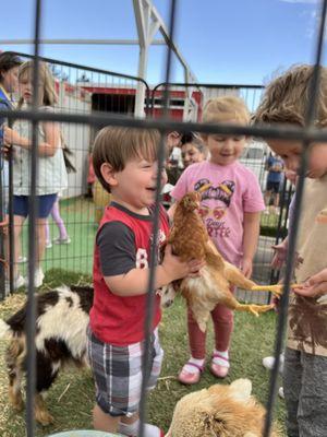 A traveling petting zoo visited us at camp today!