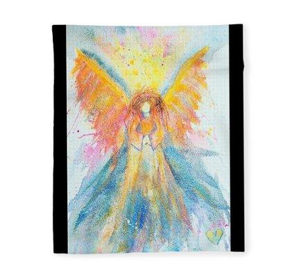 Watercolor art. Angel on Fleece blankets!