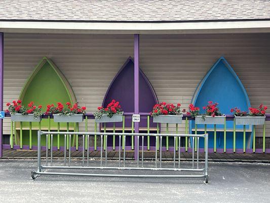 Ample bike parking and some outside seating.