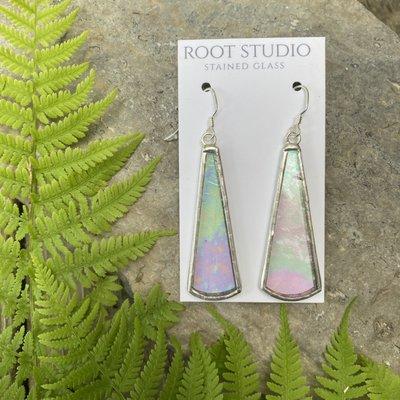 Stained glass earrings handmade in Vermont by Carrie Root