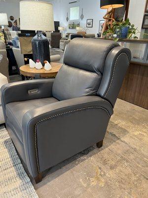 Doesn't look like your normal recliner does it? It has beautiful gun metal studs I'm not quite sure you can see. Beautiful leather.