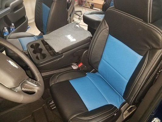 Fresh Katzkins leather kit install on a custom 2017 Chevy 1500.