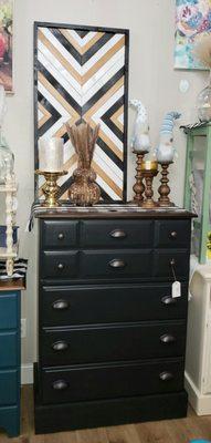 Gorgeous tall dresser  updated in charcoal gray