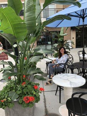 Our patio area is open airy and inviting. Come and enjoy a chicken waffle sandwich. Made with two perfectly freshly  made waffles to order