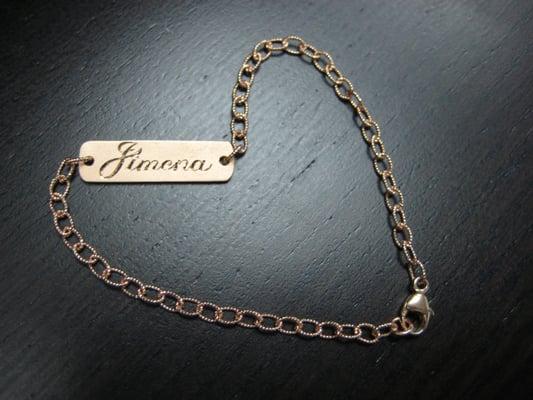 Modern ID Tag as a bracelet or necklace.  Engrave it with a name, date or any special message.