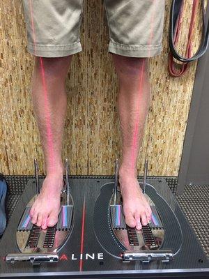 Foot suspension system check alignment of ankle to knee to hip