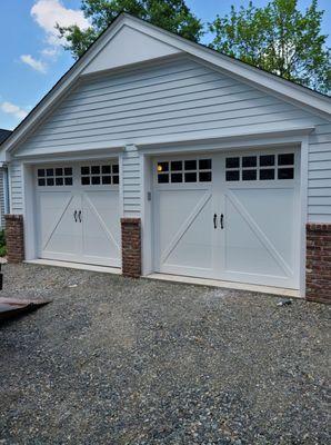 White carriage doors new installation