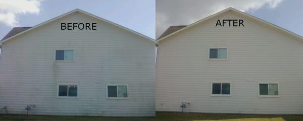 moldy house before and after power washing