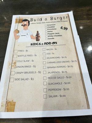 Build-a-burger starting at $6.99