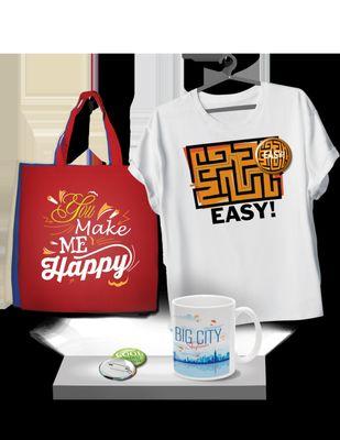 Custom Printed Tees, Mugs and all other forms of awesome promotional materials.