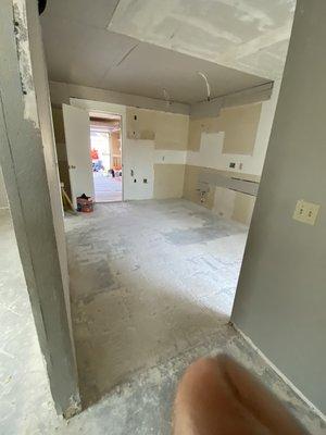 kitchen remodel drywall walls remove popcorn