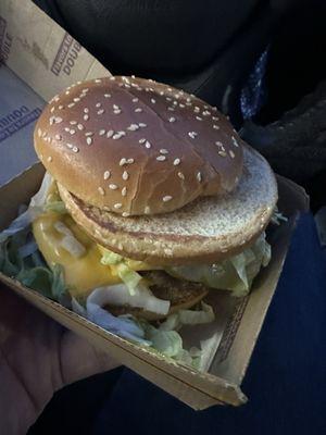 Where is the beef! (Double BigMac missing 1/2 the beef)