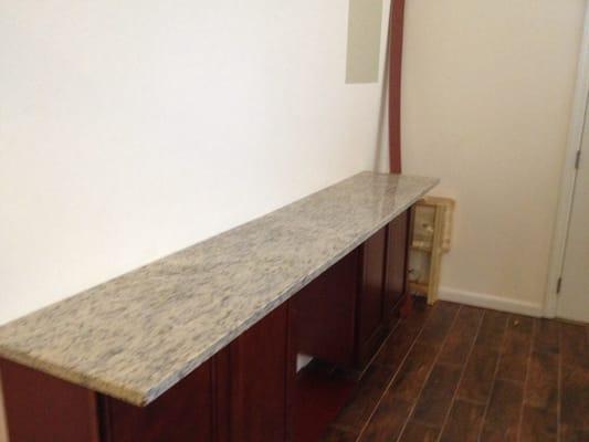 Side bar - was free compared to other granite quotes! Will install a fireplace between the two cabinets 18" wide X 101" long