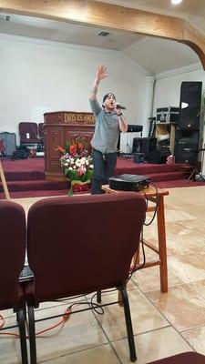 Anthony singing /leading in worship music