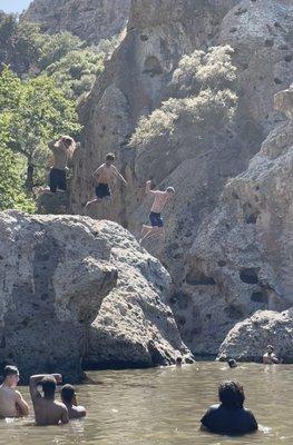 exploring the water hole and cliff jumping