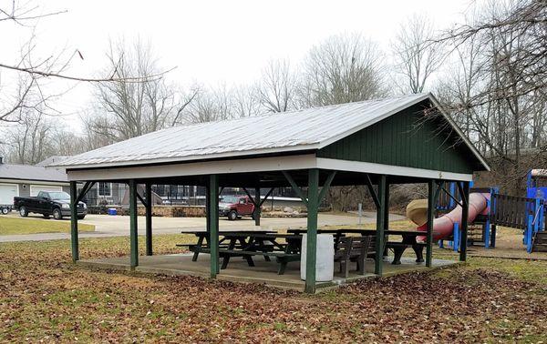 shelter and picnic tables