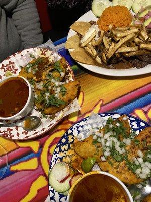 Tacos de Birria con Consumé and Carne Asada