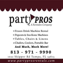 Party Equipment Supplies - Call at (813)971-9990 for additional information.