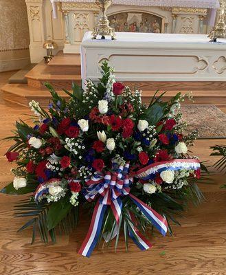 A sympathy bouquet made for a local veteran.